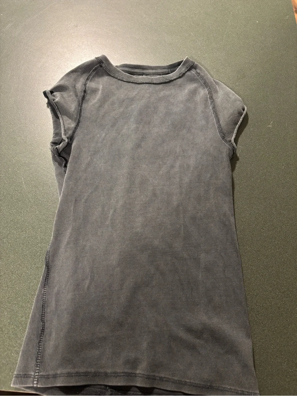 Free People Washed Charcoal Short Sleeve Tee